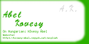 abel kovesy business card